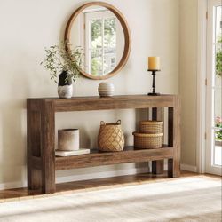 LITTLE TREE 63-Inch Narrow Long Console Table for Living Room, Farmhouse Wood Entryway Table for Hallway, Sofa, Entry, Entrance, Foyer, Behind Couch w
