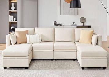 1920i  Modular Sectional Sofa with Storage, U Shaped Sectional Couch for Living Room, Convertible Modular Sofa Couch with Ottomans, High Supportive & 