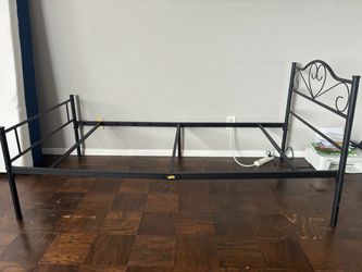 Black Metal Twin Bed Frame with Headboard