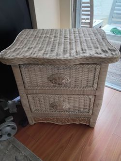 White Whicker night stand