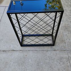 24 Bottle Wine Rack With Black Glass Top