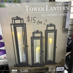 Evergreen Tower Lantern LED Tapered Candle Set (only 2 in the box)
