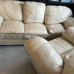 Leather Couch and Easy Chair 