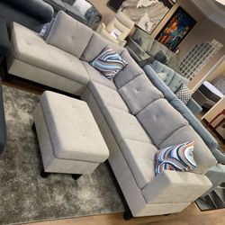 Special Price ‼️3PCS Gray Sectional Sofa Set (Left Chaise)