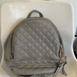 Grey Leather Backpack