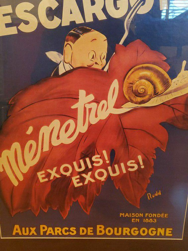 Vintage French Escargot Poster Authentic