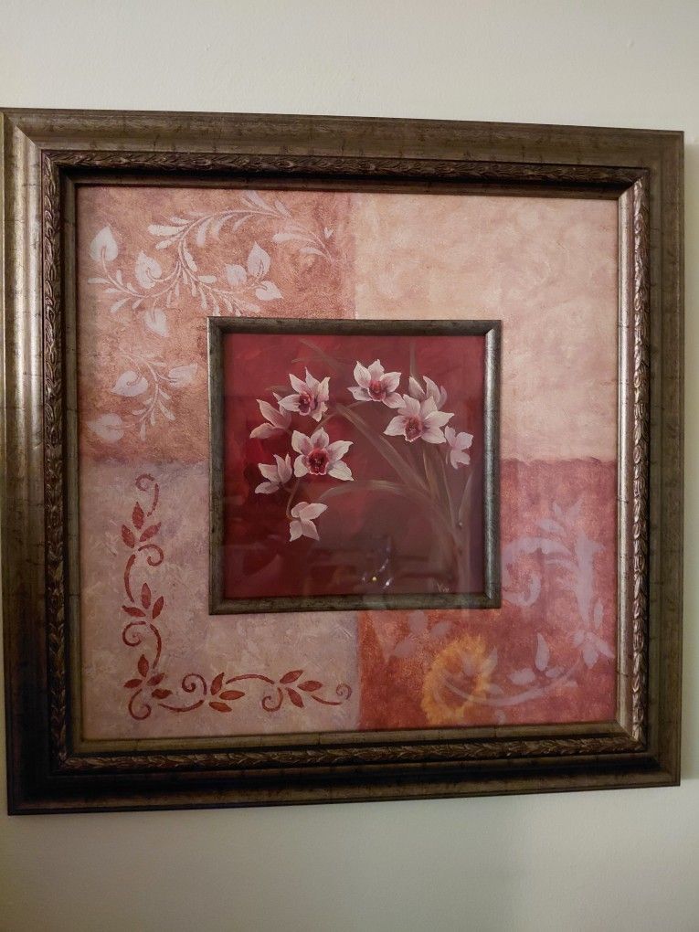 Viv Bowles Orchid Print Inspiration Red ll in Cherry Frame