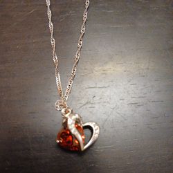 White Gold-filled Necklace And Heart In Heart Pendant