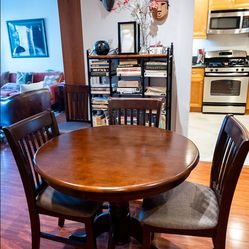 5 piece wood pedestal dining set