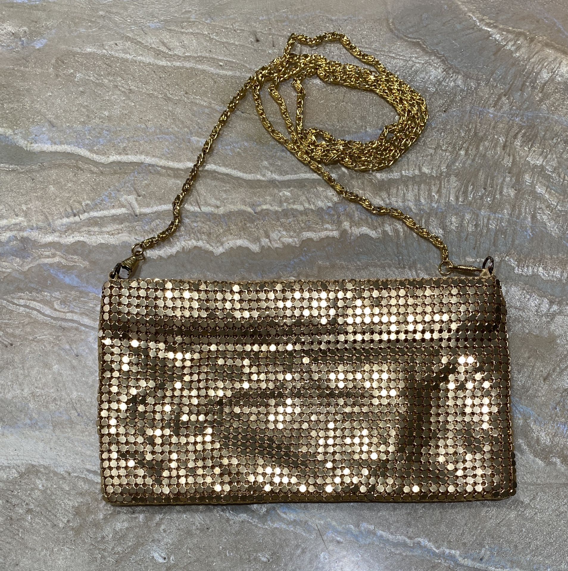 Vintage Britney Spears Gold Tone Chainmail Evening Hand Purse 