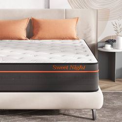 New 14”Sweetnight Queen Size Plush Pillow Top Hybrid Mattress, Medium Firm 14 Inch Cooling-Gel Memory Foam & Pocket Innerspring for Motion Isolation &