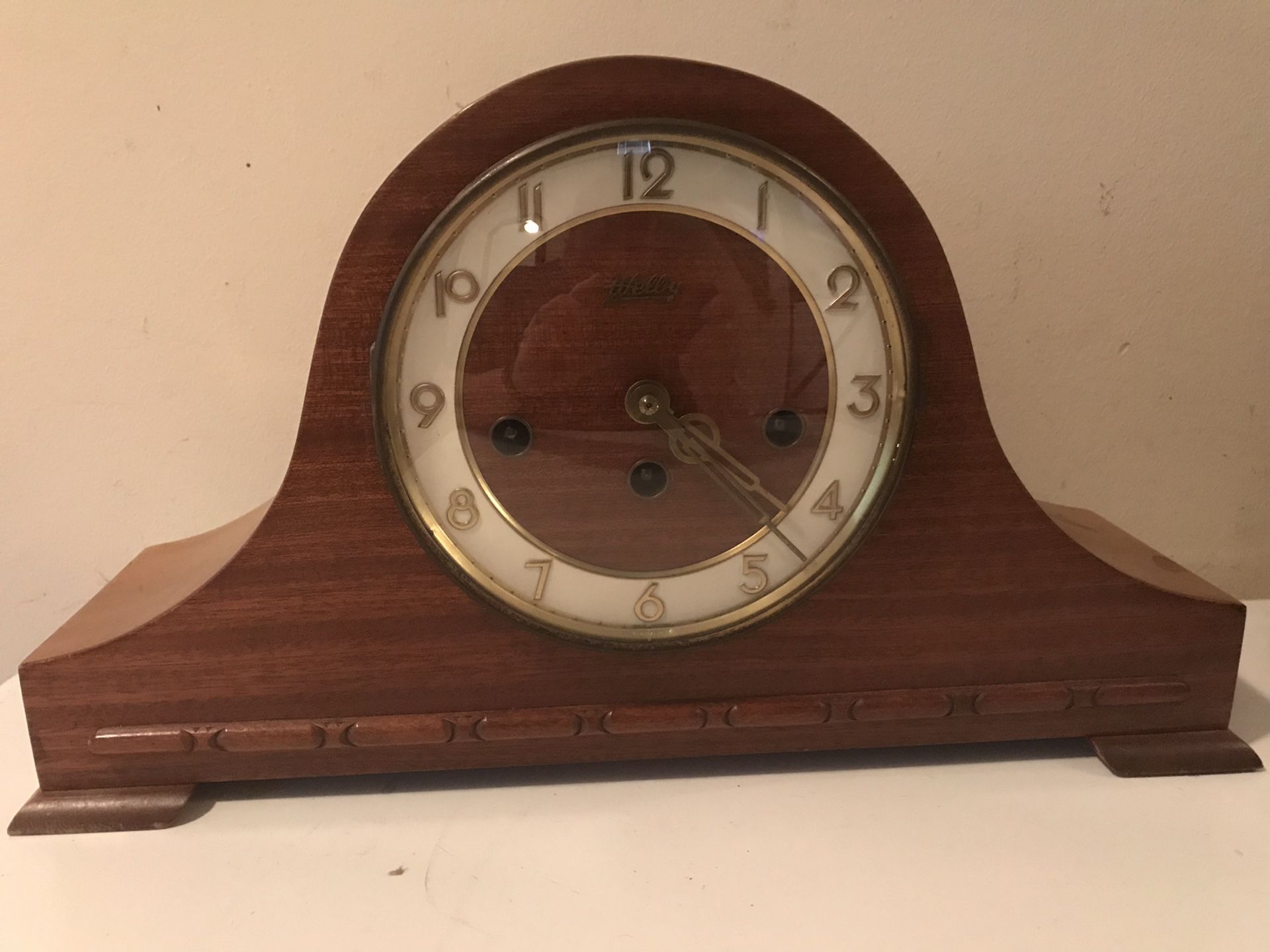 Antique Welby Westminster Chime Tambour Mantle Shelf Clock Serviced w Key German