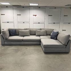 Gray Plush Sectional 
