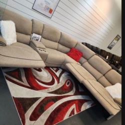 *Weekly Feature!!!*---Cozy Alejandra Mocha Microfiber Reclining Sectional Sofa---Delivery And Financing Available👌