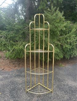 80s Retro Metal Corner Shelf Unit