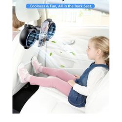 Dual Head Car Cooling Fans for Back Seat for Kids, 4000mAh Battery Powered Rechargeable Usb 5V/ 12V /24V Car Headrest Fan for Baby Rear Facing, Car Se