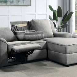 Brand New Grey Reclining Sectional Sofa 