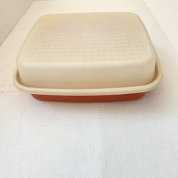 Vintage Tupperware Container with Lid 1294-7 Paprika Color 9"x11"
