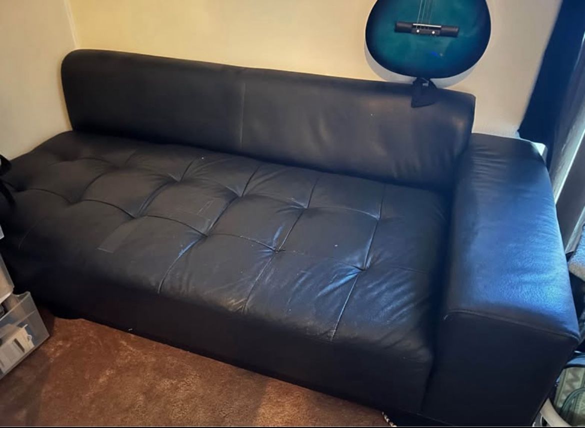 Faux Black Leather Sectional 