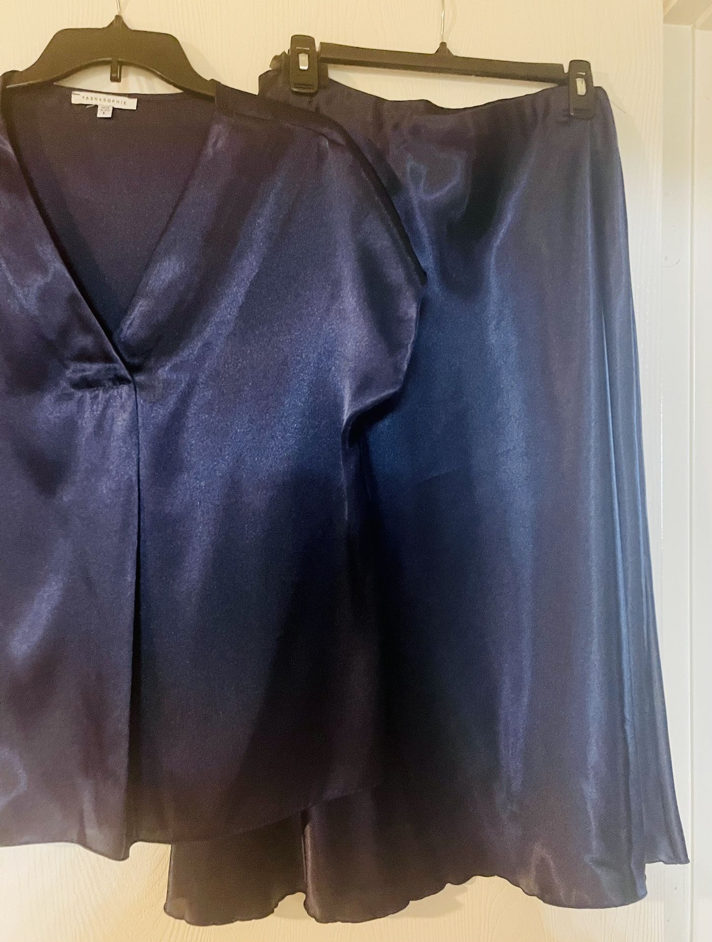 Silky Satin Royal Blue Skirt Set