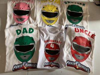 Power Rangers birthday shirts personalized/ Camisas personalizadas para cumpleaños