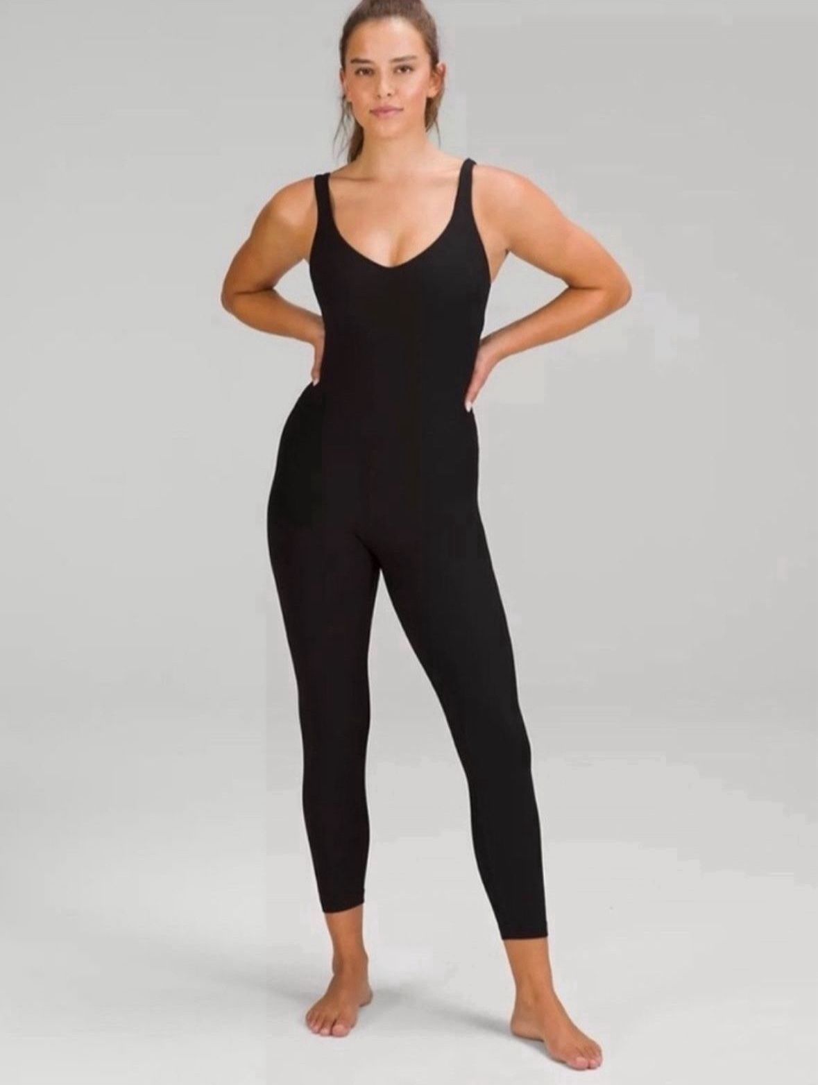 Lululemon Align ribbed Bodysuit. Black. Sz 4. 25 In. No Cups Retail $148