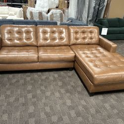 Brown New Genuine Leather Sectional Sofa 
