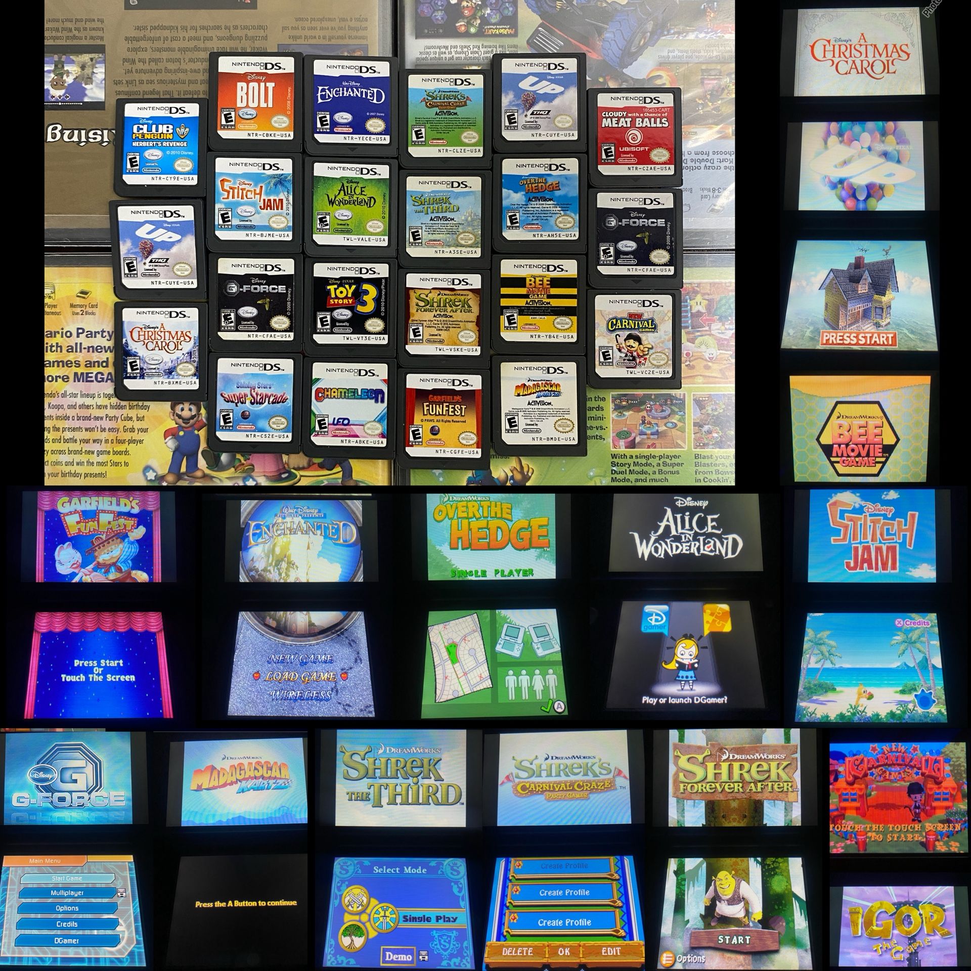Nintendo DS Disney & Dreamworks 22 Game Bundle!
