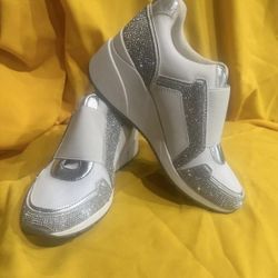White Wedge  Shoes Sparkling 