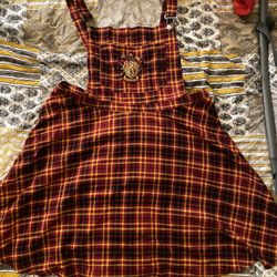 hatty potter overall plaided dress red