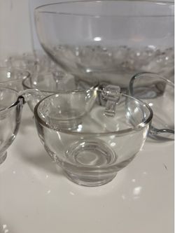 VINTAGE Heisey Lariat Crystal Punch Bowl Set • 25 Cups & Ladle • Cash Only • Opa-locka Pickup