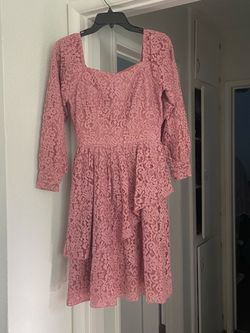 Jessakae Pink Lace Long Sleeve Mini Dress