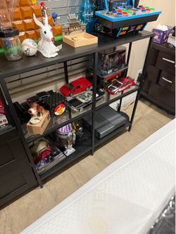 Shelf unit metal wood and glass