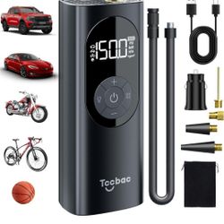Tire Inflator Portable Air Compressor for Car with 12 AC/DC Power Adapter Kit