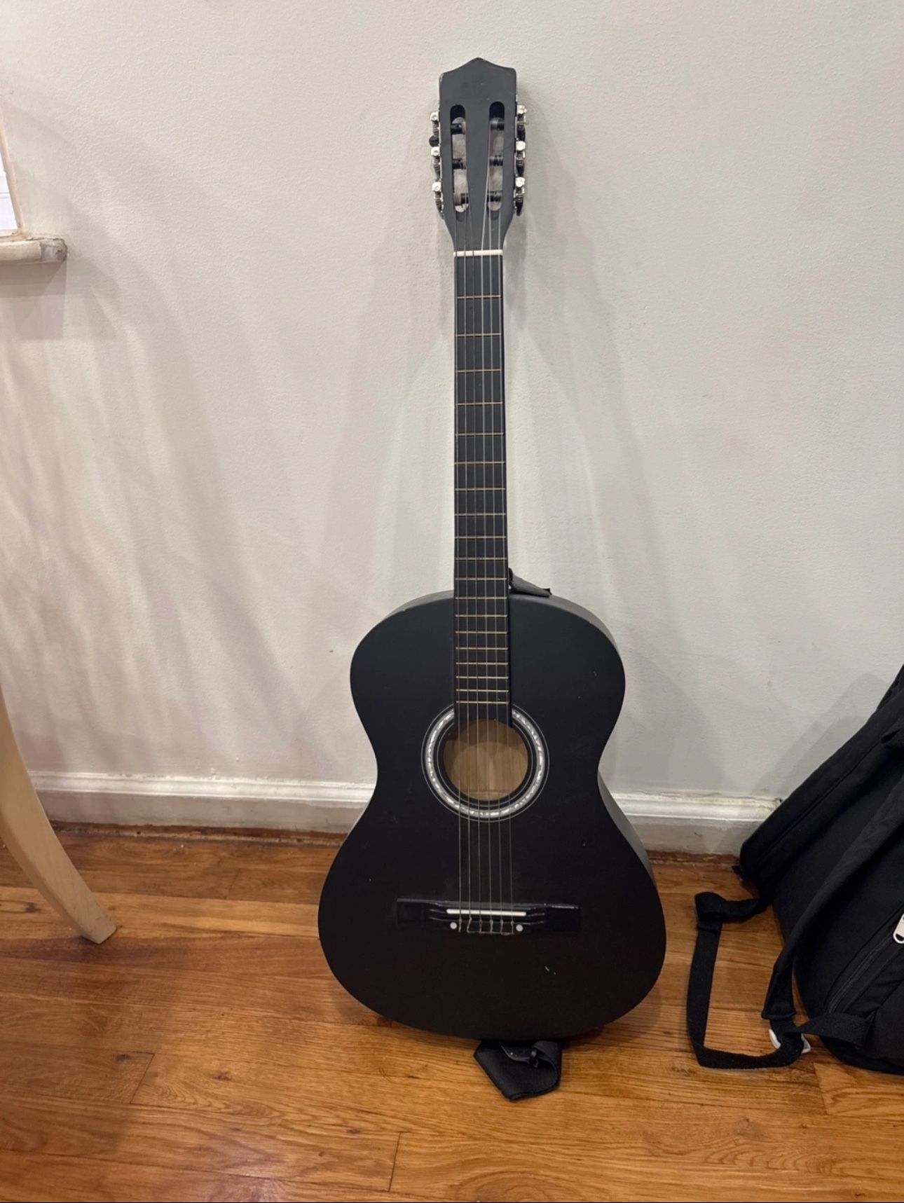 Black Acoustic Guitar with Strap