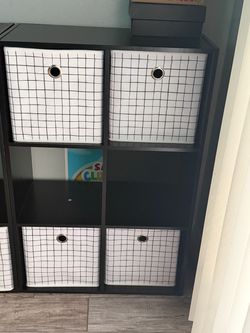 2 Black Cube Storage Shelf with Fabric Bins