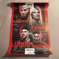 UFC Fight Night Boardwalk Hall Atlantic City, New Jersey 3/30/2024 Authentic Autographed (26 Fighter Autographs) 27x39 Fight Poster