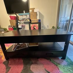 Black Coffee Table With Three Storage Area 