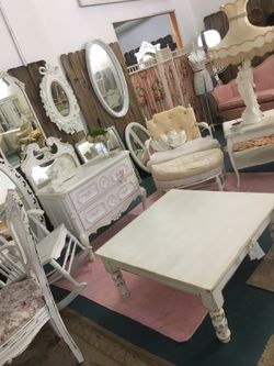 Shabby Chic Vintage Tables Chairs Mirror's