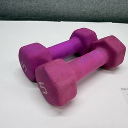 5 lb Neoprene Dumbbells Pair Pink Hand Weights Fitness Exercise Set