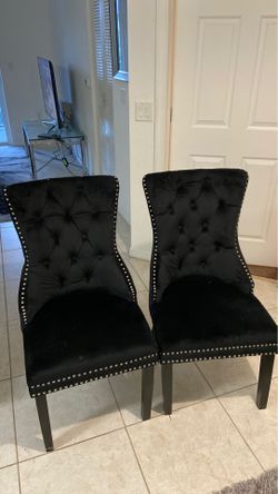 2 Black stonefort-tufted-velvet-upholstered-dining-chairs