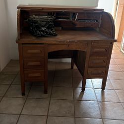 Antique Roll Top Desk &Chair