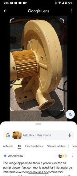Yellow Electric Centrifugal Air Blower