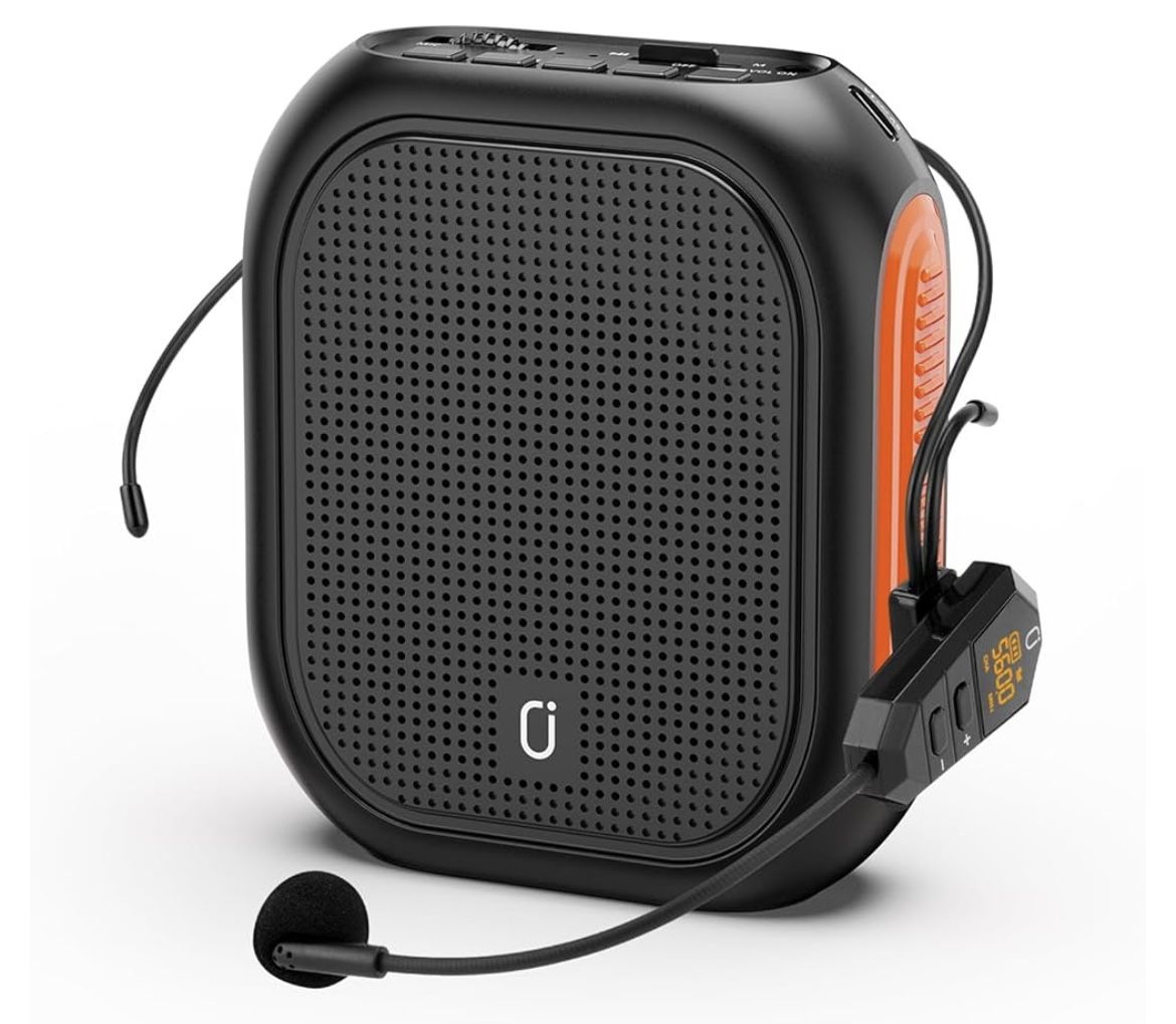 JYX Portable Voice Amplifier for Teacher with Wireless Microphone Headset, Rechargeable PA System Support MP3, AUX in, REC for Teaching, Meeting, Pres