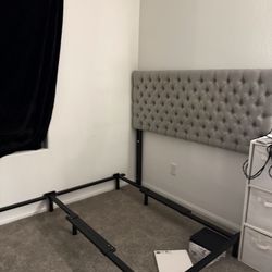 Queen Headboard, Extendable Bed Frame, And Box Spring