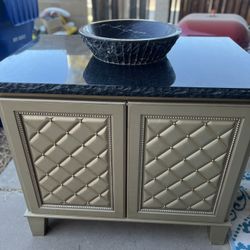 Black/Gold  Marble  Vanity Sink 26.75 Inch Wide 40.25 Inch Length Length