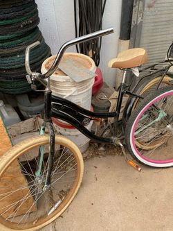 Silver Black and Tan Brown Bike Bicycle Lowrider Beach Cruiser