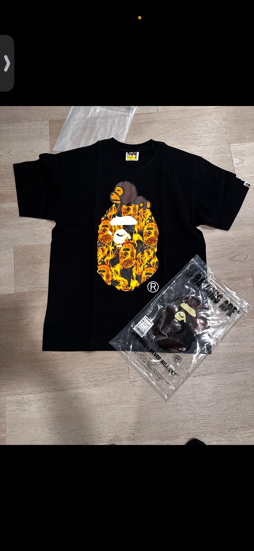 BLACK AND ORANGE BAPE TEE