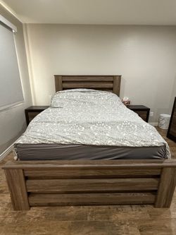 Queen Bed Frame Set Rustic Wood