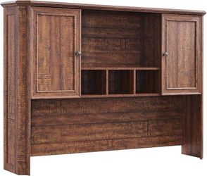E336 $50  59" Farmhouse Wood Desk Hutch with Ample Storage, Only Match VSC Series Farmhouse Desk (Reclaimed Barnwood)  Shape Rectangular Desk design C